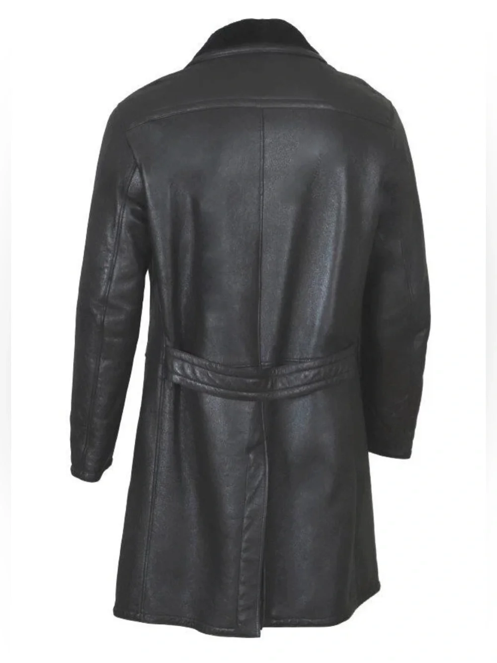 Prada Black Shearling Leather winter business casual Coat XL